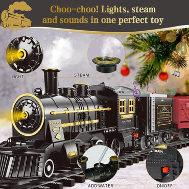 Classic Christmas Train Toy Set with Lights and Sound Effects for Holiday Fun