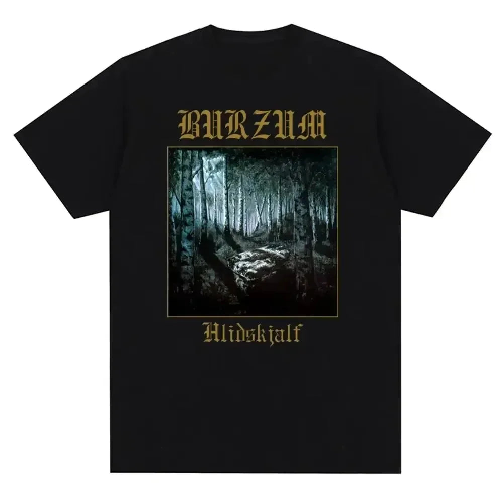 2025 Burzum band imported European and American retro metal band pure cotton men's and women's printed short-sleeved T-shirts