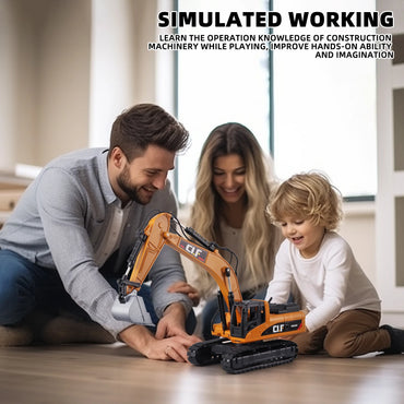 Excavator Toy Construction Truck Toy - Simulated Lights Crawler Excavator Toy - Construction Truck Toys for Boys 3 - 5 Year Old