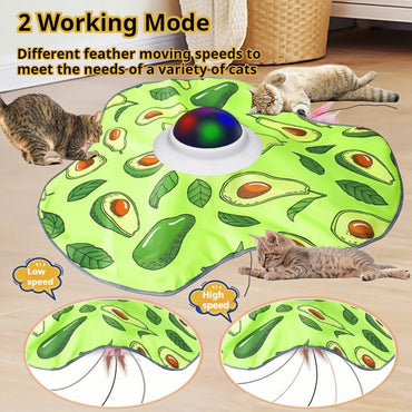 Interactive Cat Toys Rechargeable,Moving Concealed Feathers,Rotating toys,Touch Activated Cat Kitten Toy Cat Exercise Toys
