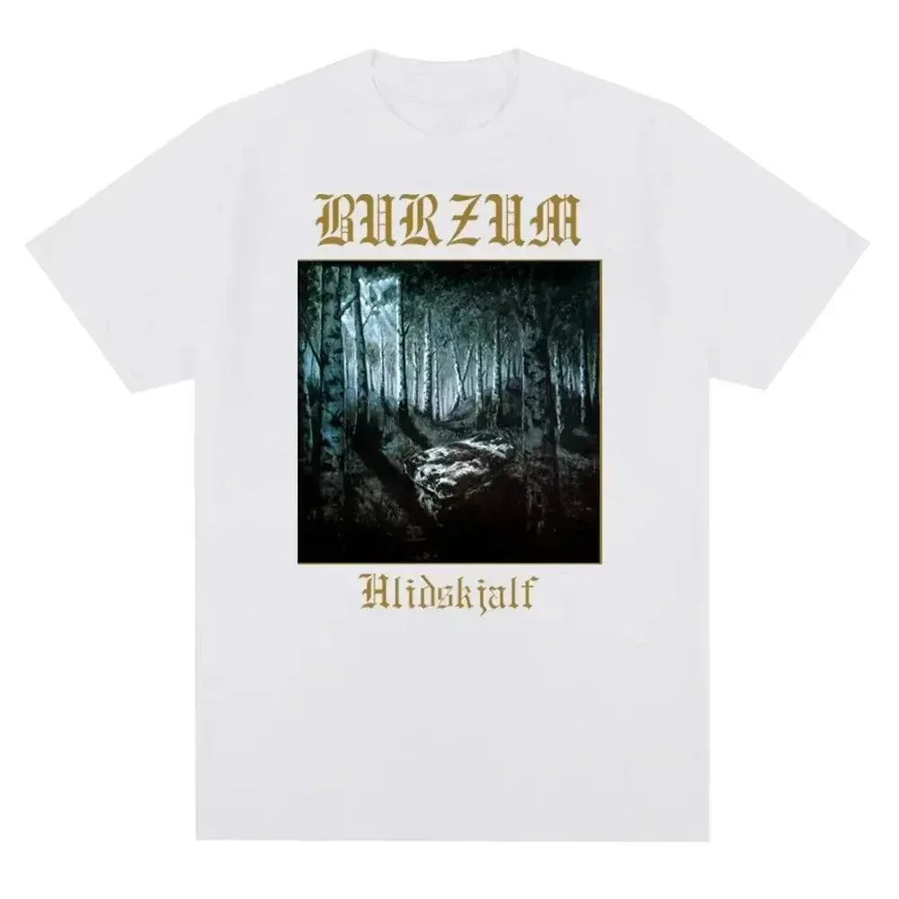 2025 Burzum band imported European and American retro metal band pure cotton men's and women's printed short-sleeved T-shirts