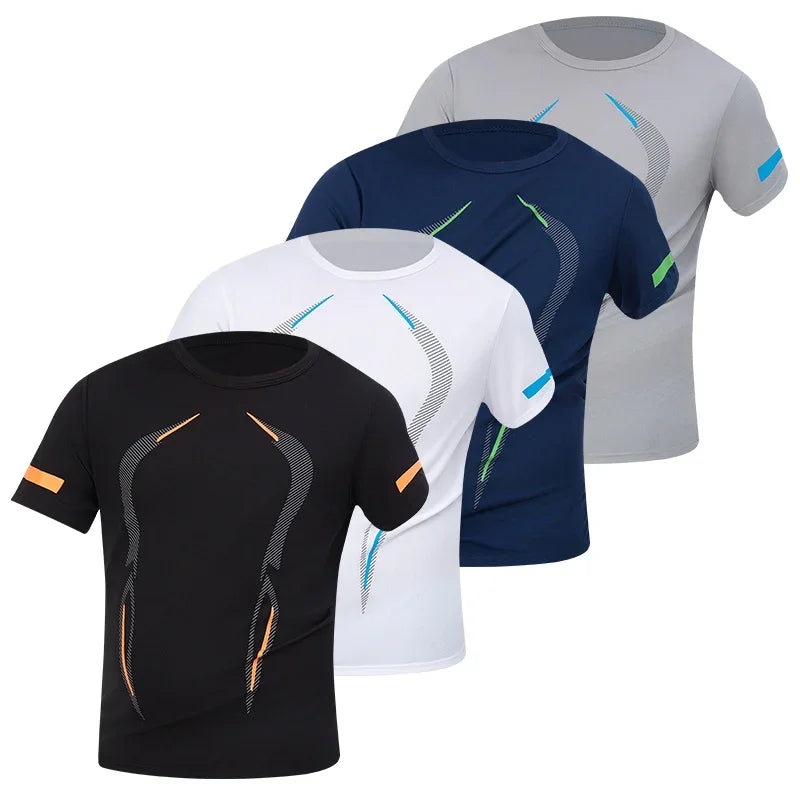 1/2/4Pcs Men's Summer Solid Color Mix And Match Short-sleeved Young Men's Loose Quick-drying Sports Running Shirt Middle-aged T-