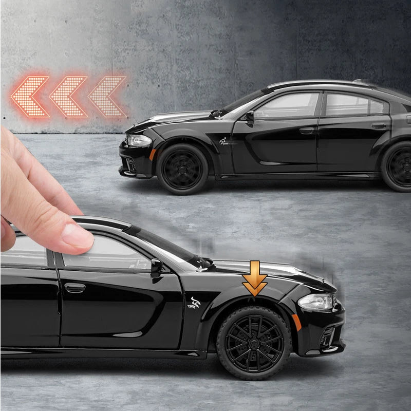 1/32 Scale Realistic Alloy Dodge Charger Car Model Toy, With Lights, Sounds And Pull - Back Function, Ideal Birthday & Christmas Gift For Boys And Girls, Suitable For Ages