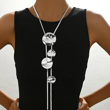 Lxalry 14K Gold Textured Disc Necklace - 3D Layered Chain Jewelry for Women, Hypoallergenic Design for Daily & Party Wear