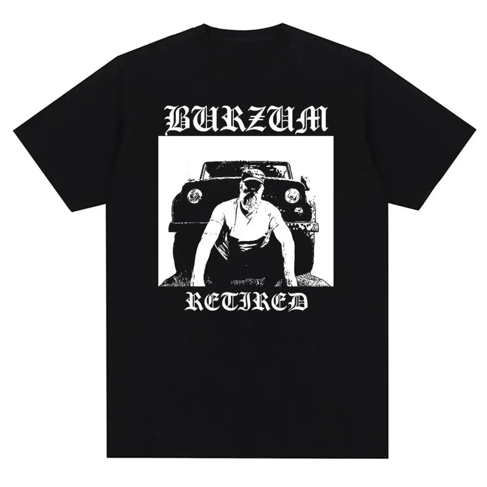 2025 Burzum band imported European and American retro metal band pure cotton men's and women's printed short-sleeved T-shirts