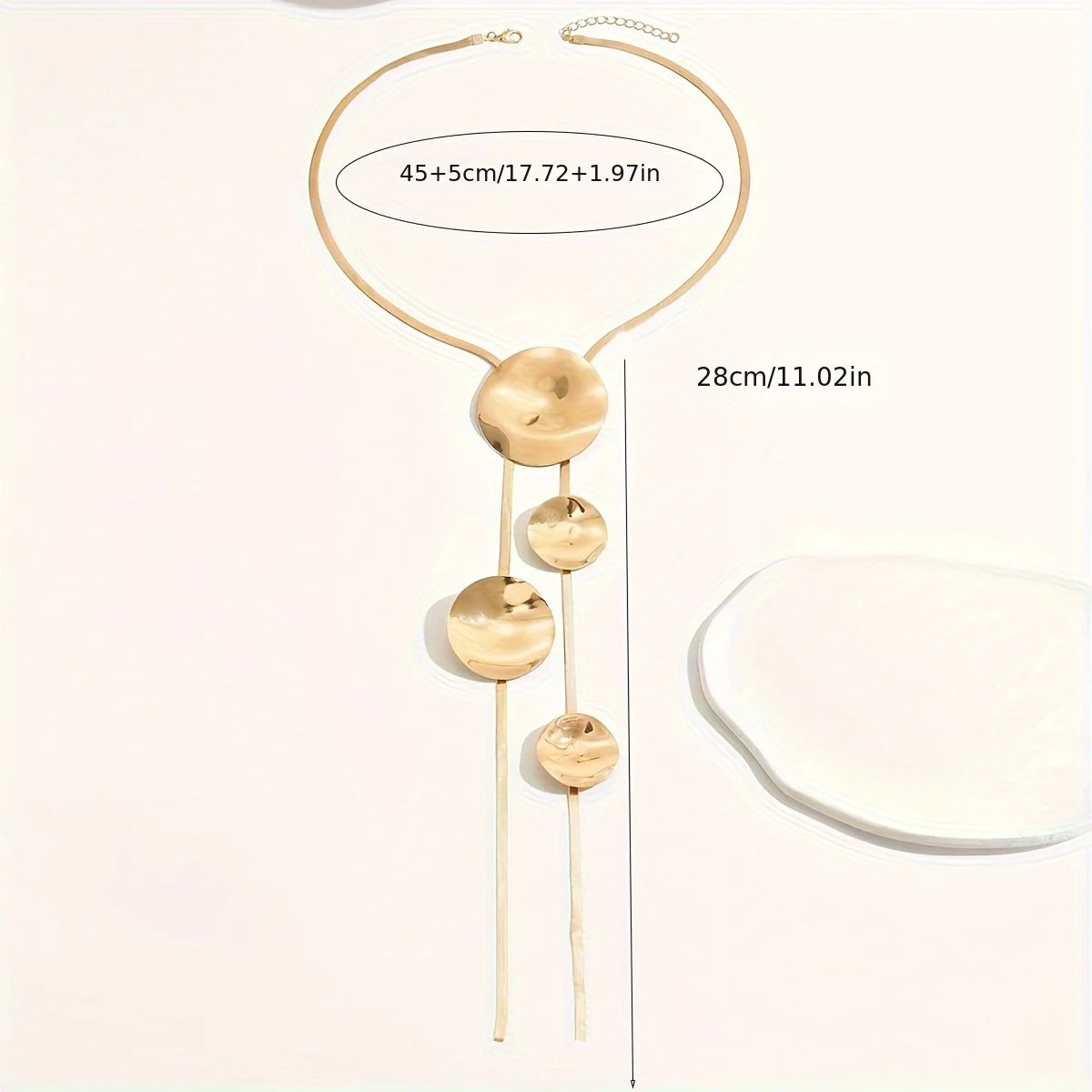 Lxalry 14K Gold Textured Disc Necklace - 3D Layered Chain Jewelry for Women, Hypoallergenic Design for Daily & Party Wear