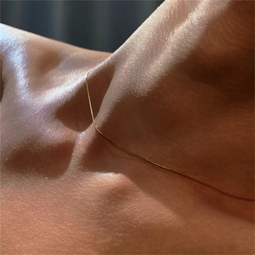 Vintage Gold Color Stainless Steel Snake Chain Necklace For Women Fashion Clavicle Chain Necklace Men Party Jewelry Accessories