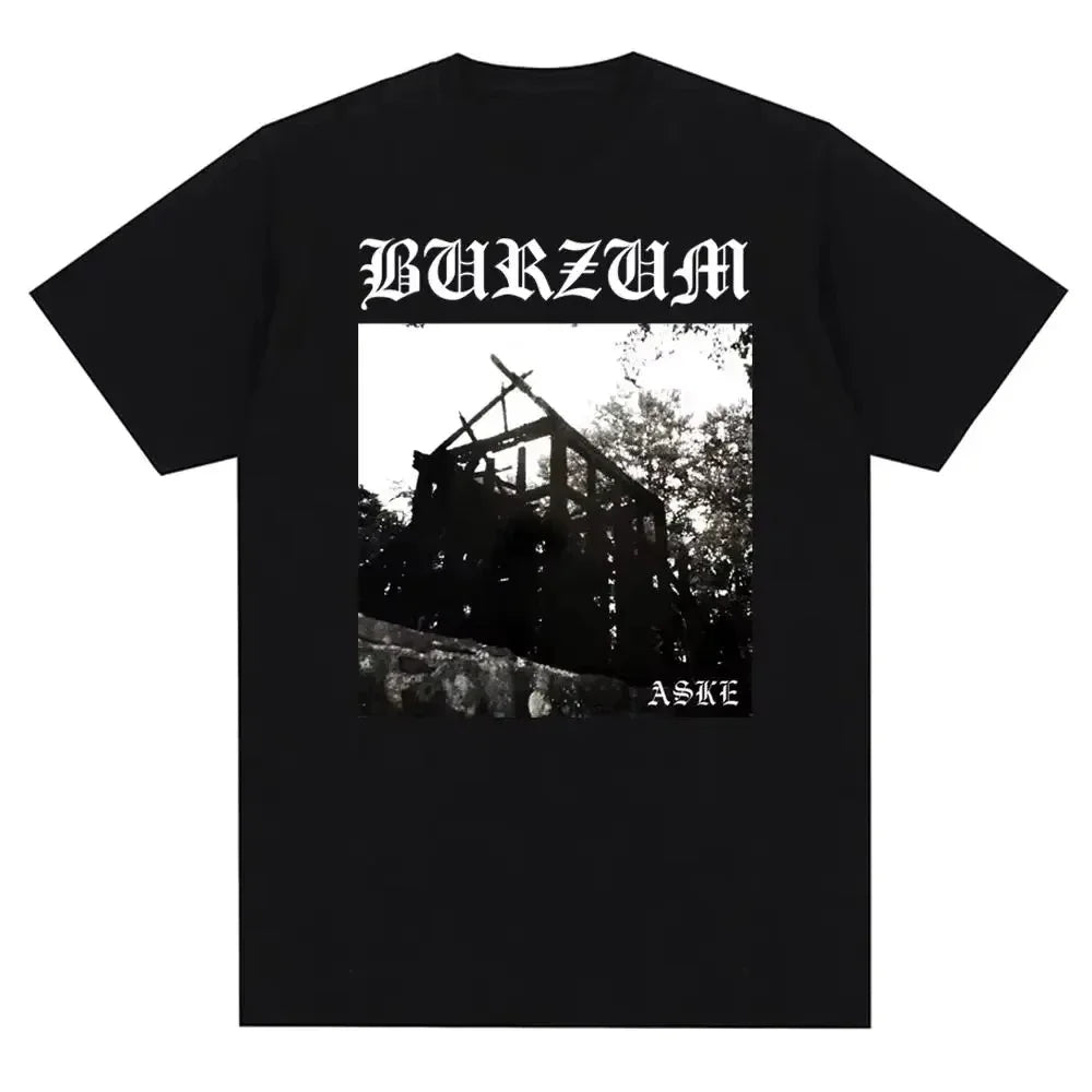 2025 Burzum band imported European and American retro metal band pure cotton men's and women's printed short-sleeved T-shirts