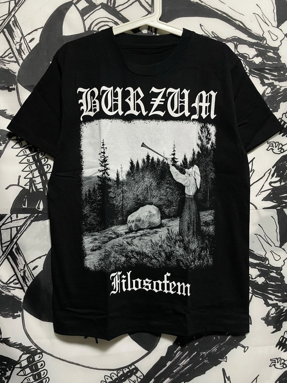 2025 Burzum band imported European and American retro metal band pure cotton men's and women's printed short-sleeved T-shirts