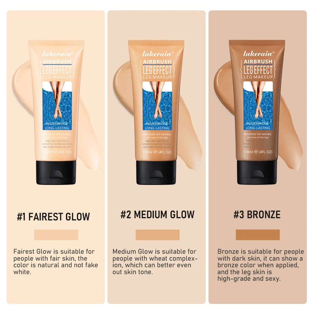 Lakerain 118ml Leg Makeup Cream Long-lasting Waterproof Anti-Transfer Concealer Even Skin Tone Care Brown Liquid Foundation