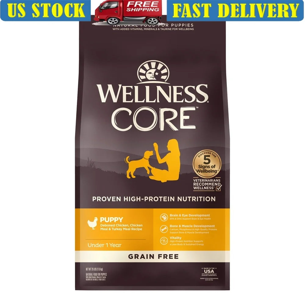 Natural Grain Free Dry Dog Food Puppy Recipe 26lb High Protein Nutrient Rich Superfood DHA Omega Fatty Acids Whole Body Health