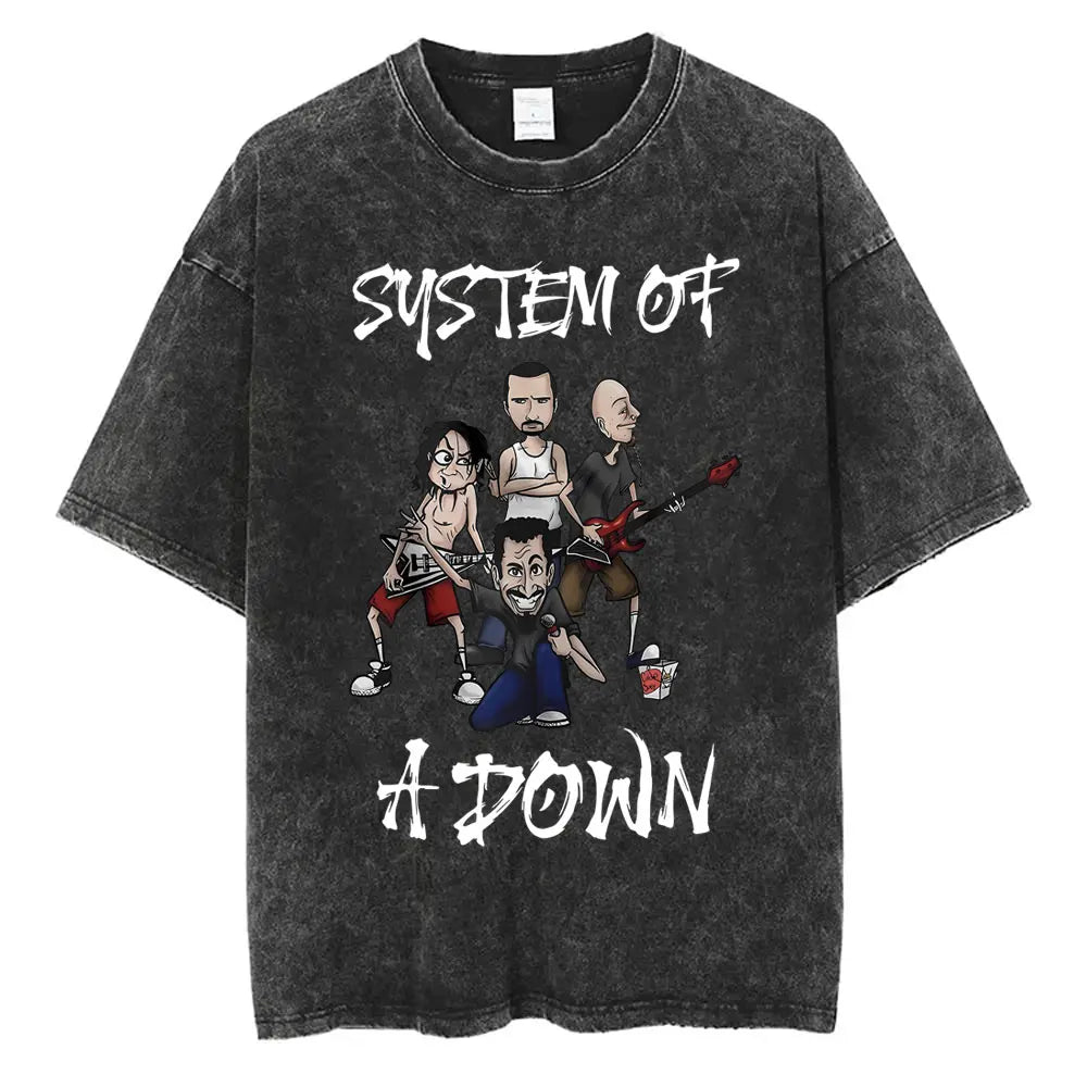 Oversized Washed T-Shirt Forsakens Cotton T-Shirts Meme Trendy Cool Tshirt for Men Beach Y2K Retro Casual Tees