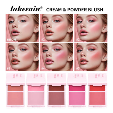 Cream&Powder Blush Palette Natural Long-lasting High Pigment Blusher Makeup Contour Powder Beauty Peach Pink Korean Makeup Blush