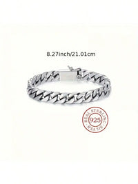 Unisex Sterling Silver Bracelet - Vintage Cuban Link Chain, Hypoallergenic Jewelry for Men & Women, Ultimate Gift Idea