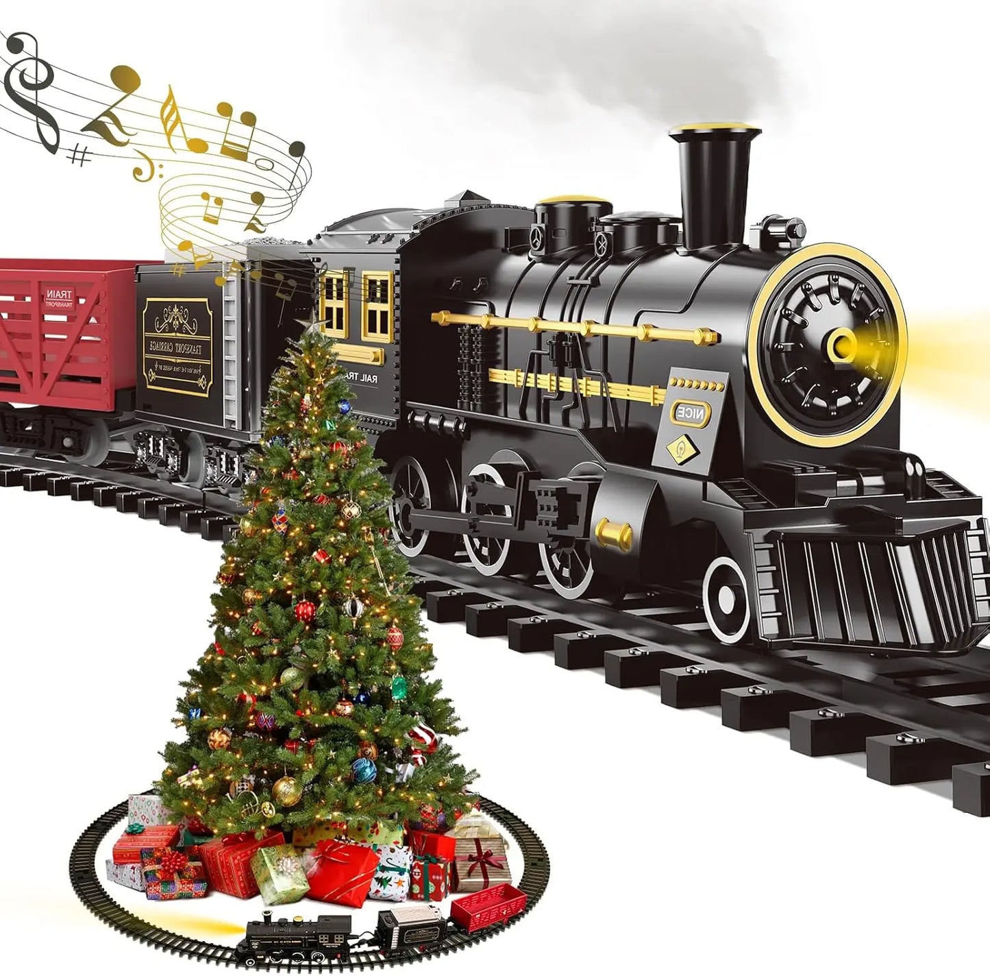 Classic Christmas Train Toy Set with Lights and Sound Effects for Holiday Fun