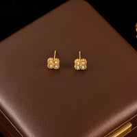 GANEMLY New Sparkling Leaf Clover Zircon Necklace Bracelet Earrings Set For Women Trendy Stainless Steel Waterproof Jewelry Gift