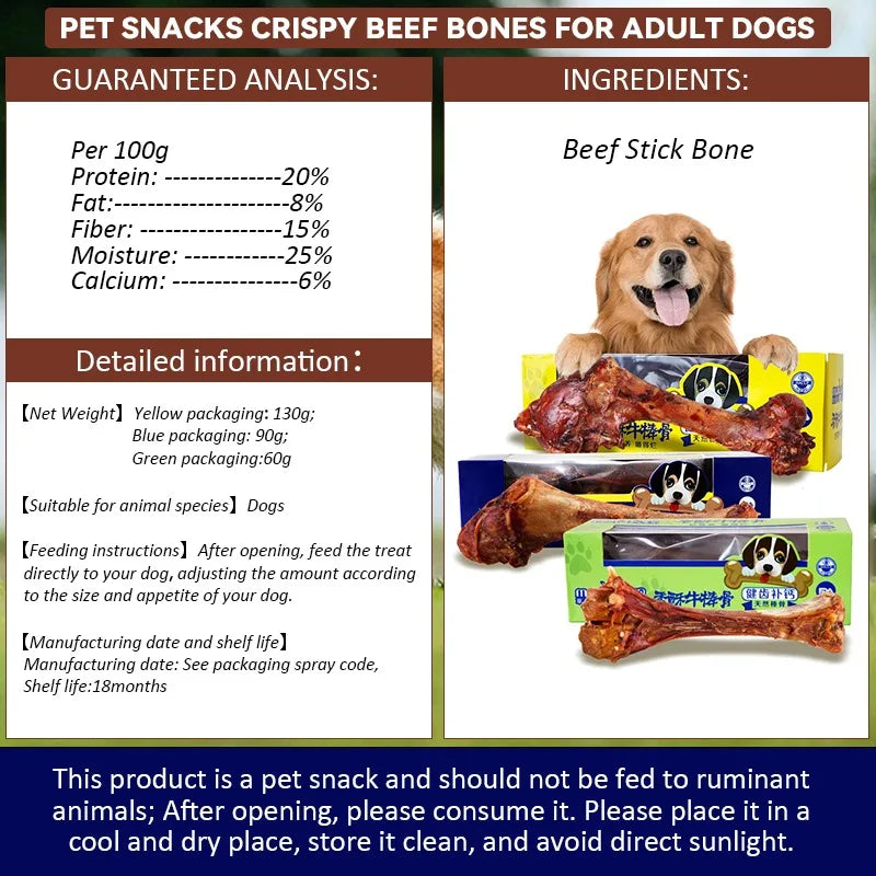 Pet Dog Snacks Crispy Beef Bone Stick Grinding Teeth Strengthening Delicious Nutritious Balanced Meat Flavorful Bone Pets Food