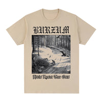 2025 Burzum band imported European and American retro metal band pure cotton men's and women's printed short-sleeved T-shirts