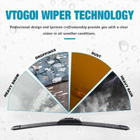 Wiper Blades With Rear Wiper Blades Set For 20182023  Kona Automotive Replacement Windshield Wiper Blades That Meet OEM Quality