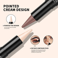 Face Contour Stick Dual-Ended Sharp Design Contour Waterproof Long-lasting Highlighter Natural Gradient Effect Makeup Cosmetics