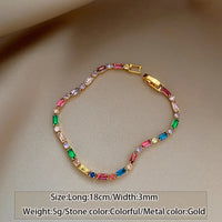 2025 Luxury Design Colorful Zircon Chain Necklace Bracelet Jewelry Sets Korean Fashion Accessories Exquisite Gift for Womens