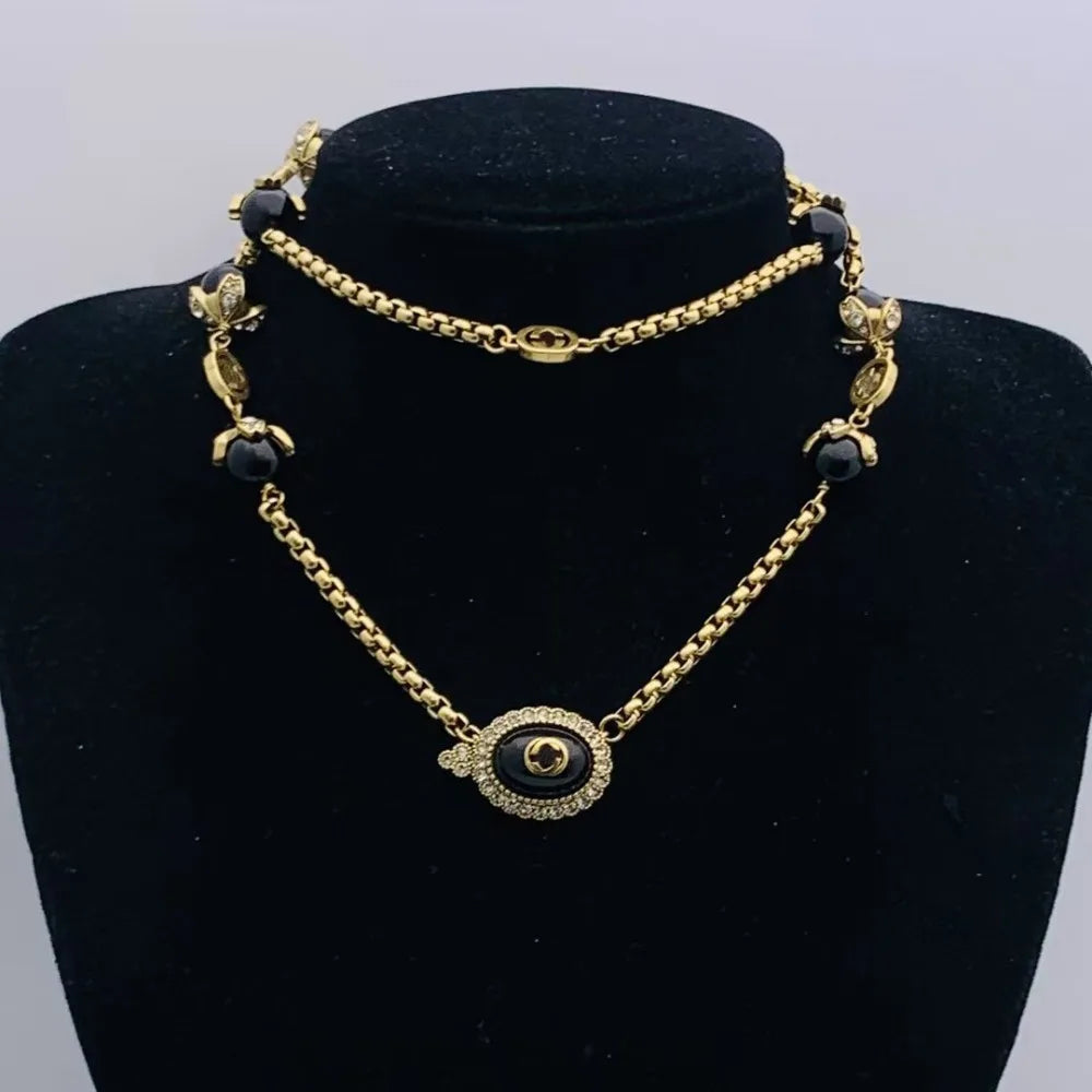 Classic Necklace Double G Letter Retro Necklace Women's Brass 2025 New Neck Jewelry