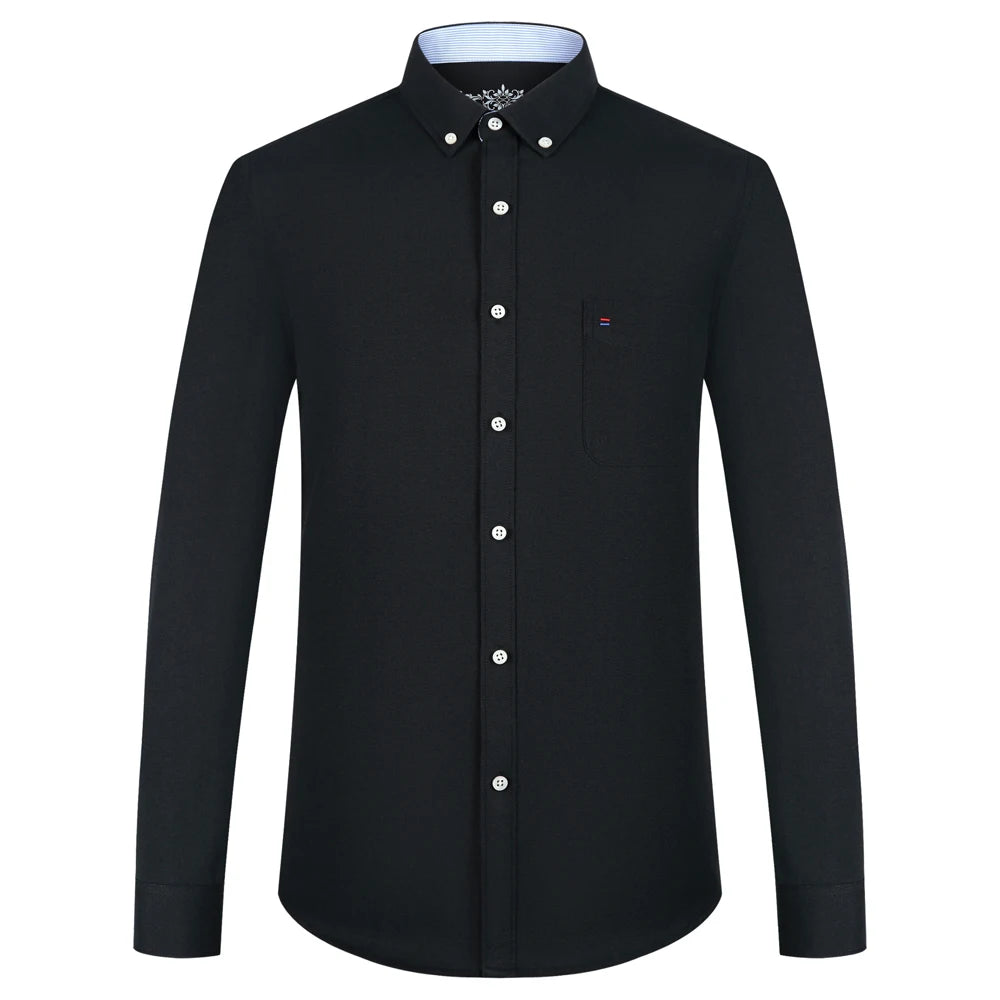 Men's Plaid Striped Oxford Long Sleeve Button-down Shirts with Pocket, Spring Fall 60% Cotton Versatile Casual Menswear Clothing