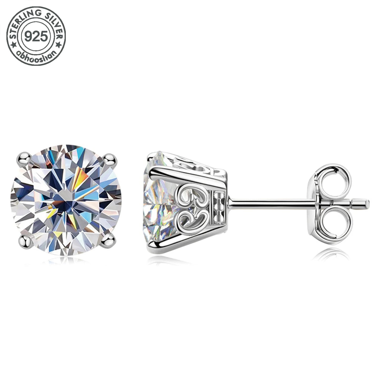 925 silver, moissanite stud earrings, men's earrings, women's earrings, set with 6/7/8mm moissanite, simple and small style, sui