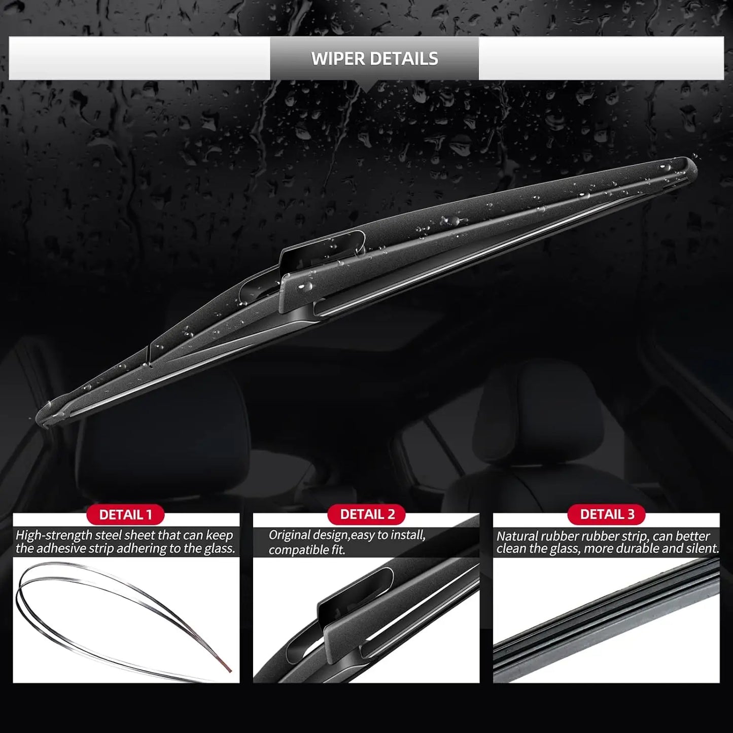 Rear Wiper Blade Assembly for Nissan Pathfinder 2013 2014 2015 2016 2017 2018 2019 2020– Back Windshield  Replacement Set