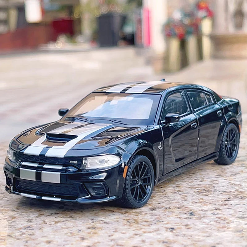 1/32 Scale Realistic Alloy Dodge Charger Car Model Toy, With Lights, Sounds And Pull - Back Function, Ideal Birthday & Christmas Gift For Boys And Girls, Suitable For Ages