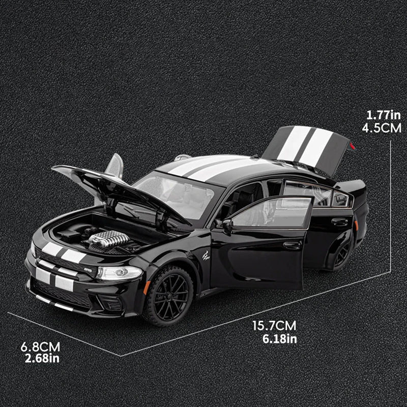1/32 Scale Realistic Alloy Dodge Charger Car Model Toy, With Lights, Sounds And Pull - Back Function, Ideal Birthday & Christmas Gift For Boys And Girls, Suitable For Ages