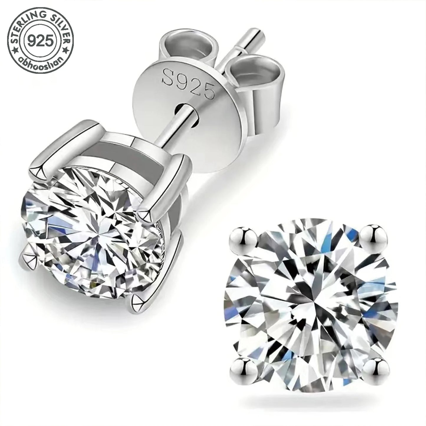 925 silver, moissanite stud earrings, men's earrings, women's earrings, set with 6/7/8mm moissanite, simple and small style, sui