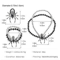 Gothic Dark Spider Necklace Bracelet Ring Set for Women Exaggerated Black Crystal Spider Halloween Accessories Jewelry Set Party
