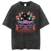 Vintage Skull Ghost T Shirt Men Women Y2K Cotton Tshirt Unisex Streetwear T-shirt Clothing Top Tee