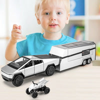 Boy Toy Pickup Truck 1/24Mars Pickup Diecast Metal Model Car, Camper RVMotorhome Toys, With Sound and Light Pull Back, Kids Birt