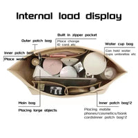 Insert Lined Felt Bag Fits LongChamp Tote Support Lined Storage Cosmetic Bag