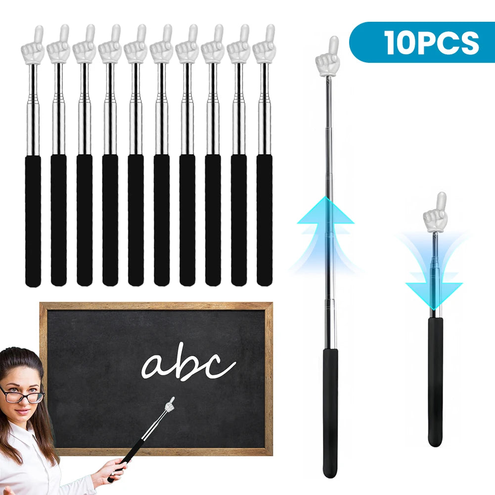10Pcs Telescopic Teachers Pointer Stainless Steel Extendable Hand Pointer Cute Retractable Classroom Pointers Classroom Supplies