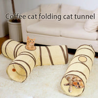 Beige Pet Cat Tunnel Toys Foldable Pet Cat Kitty Training Interactive Fun Toy For Cats Rabbit Animal Play Tunnel Tube