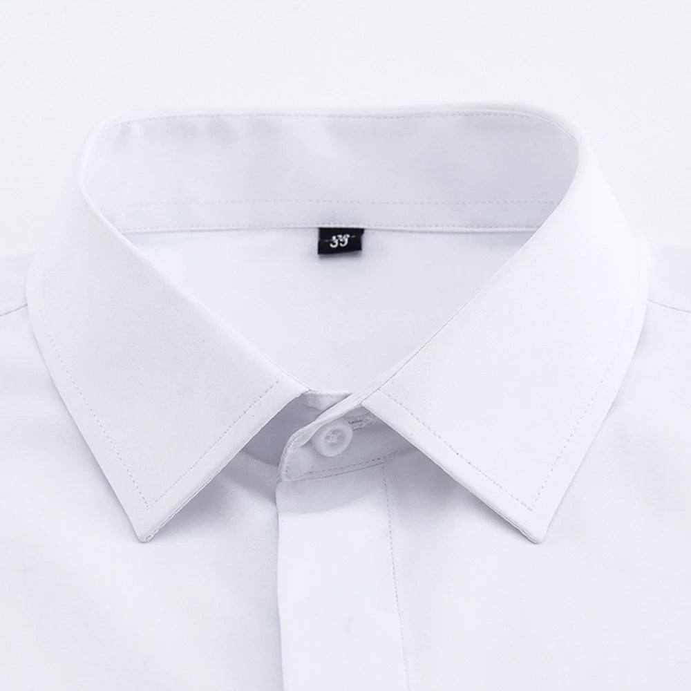 Men's Formal Long Sleeve Dressy Shirt Covered Buttons Front Placket Fits Comfortably French Cuffs Shirts Random Metal Cufflinks