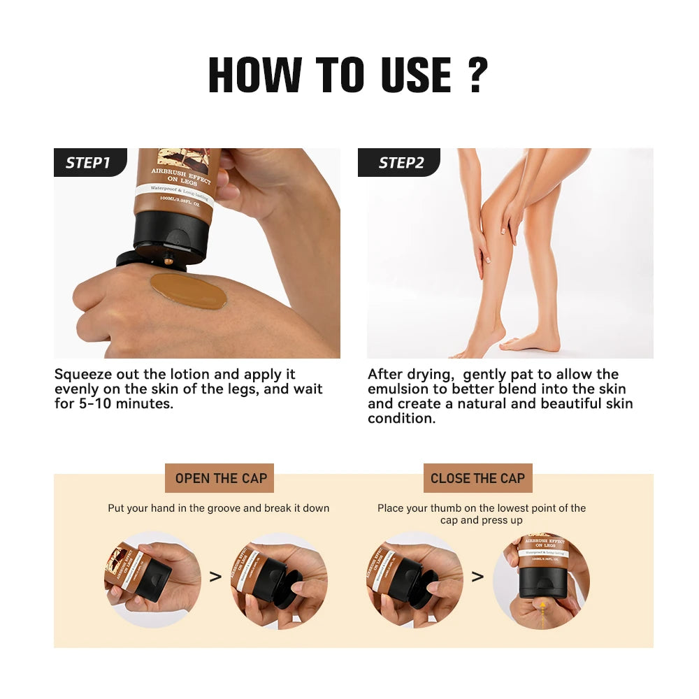 Leg Makeup Lotion Even Skin Tone Body Foundation 100ml Tan Waterproof Long Lasting Body Tanning Cream Medium Bronze Leg Makeup