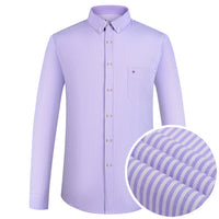 Men's Plaid Striped Oxford Long Sleeve Button-down Shirts with Pocket, Spring Fall 60% Cotton Versatile Casual Menswear Clothing