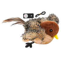 Remote Control Simulated Chirping Bird Toy Plush Chirping Cat Toy Interactive Bird Cat Feather Toy Melodys Chaser For Kitten