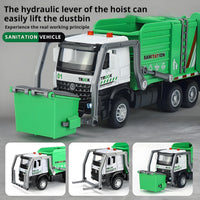 Alloy garbage truck toys, sanitation truck with lights and sounds, simulation recycling features, ideal gift for boys