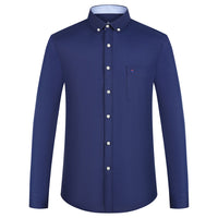 Men's Plaid Striped Oxford Long Sleeve Button-down Shirts with Pocket, Spring Fall 60% Cotton Versatile Casual Menswear Clothing