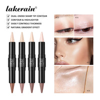Face Contour Stick Dual-Ended Sharp Design Contour Waterproof Long-lasting Highlighter Natural Gradient Effect Makeup Cosmetics