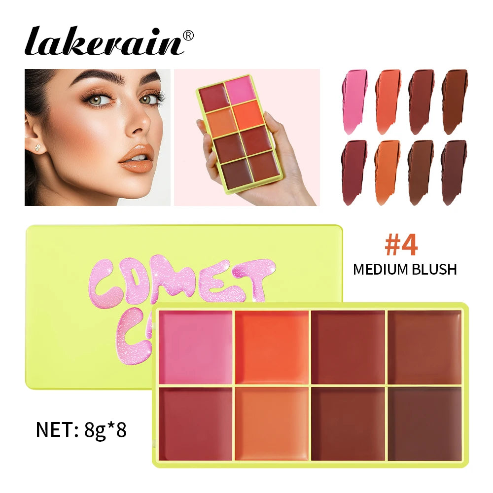 8 Colors Blush Vivid Color Case Eyebrow Blush Highlighter Palette Matte Shimmer Finishes Shadow Tones Long-Lasting Cosmetics