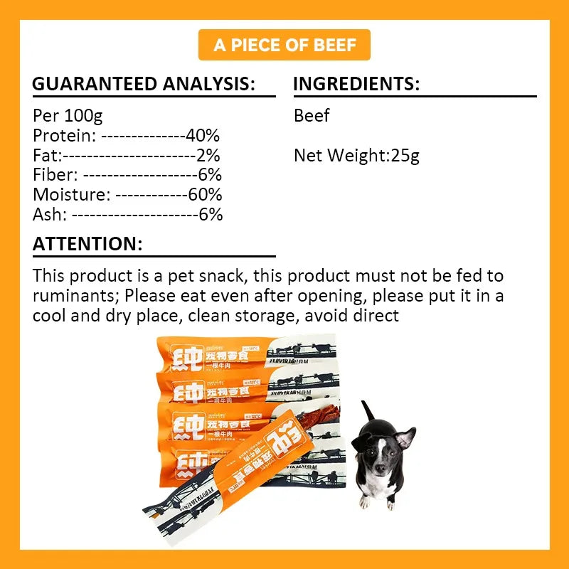 Dog Snacks Chicken Breast Jerky 500g Pure Beef Jerky 25g Nutritious  Delicious Adult Dog Puppy Training Rewards Pet Snacks Foods