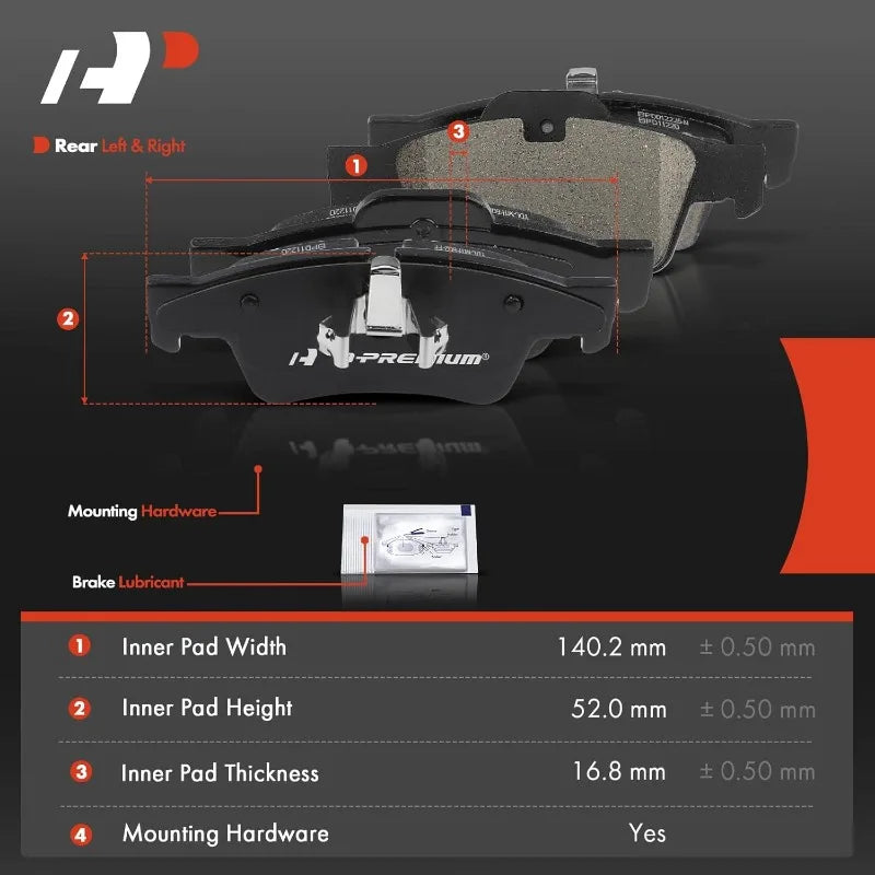 A-Premium Front & Rear Ceramic Disc Brake Pads Set