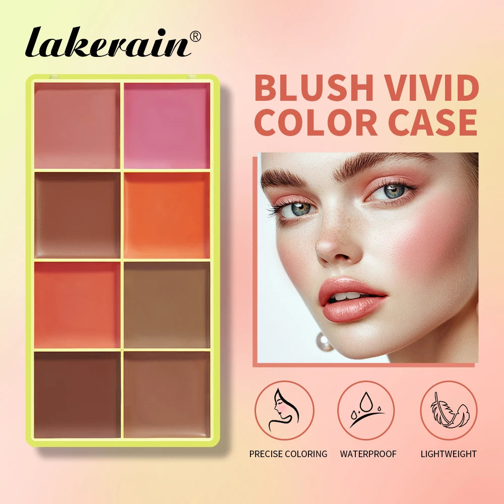 8 Colors Blush Vivid Color Case Eyebrow Blush Highlighter Palette Matte Shimmer Finishes Shadow Tones Long-Lasting Cosmetics