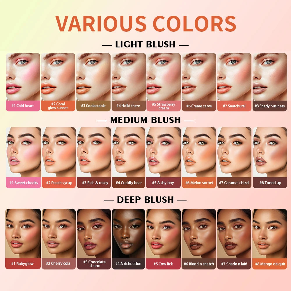 8 Colors Blush Vivid Color Case Eyebrow Blush Highlighter Palette Matte Shimmer Finishes Shadow Tones Long-Lasting Cosmetics